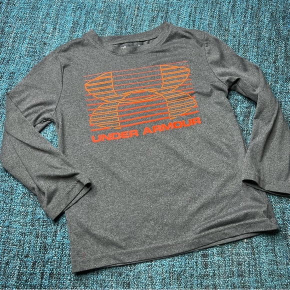 Under Armour Other - Under Armour Youth Boy's Long Sleeve T-Shirt in Gray Orange